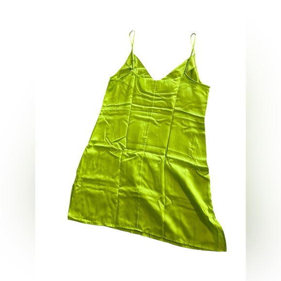 ETTITUDE Sateen Slip Dress Chartreuse Green NWOT Size Large - Picture 3 of 9